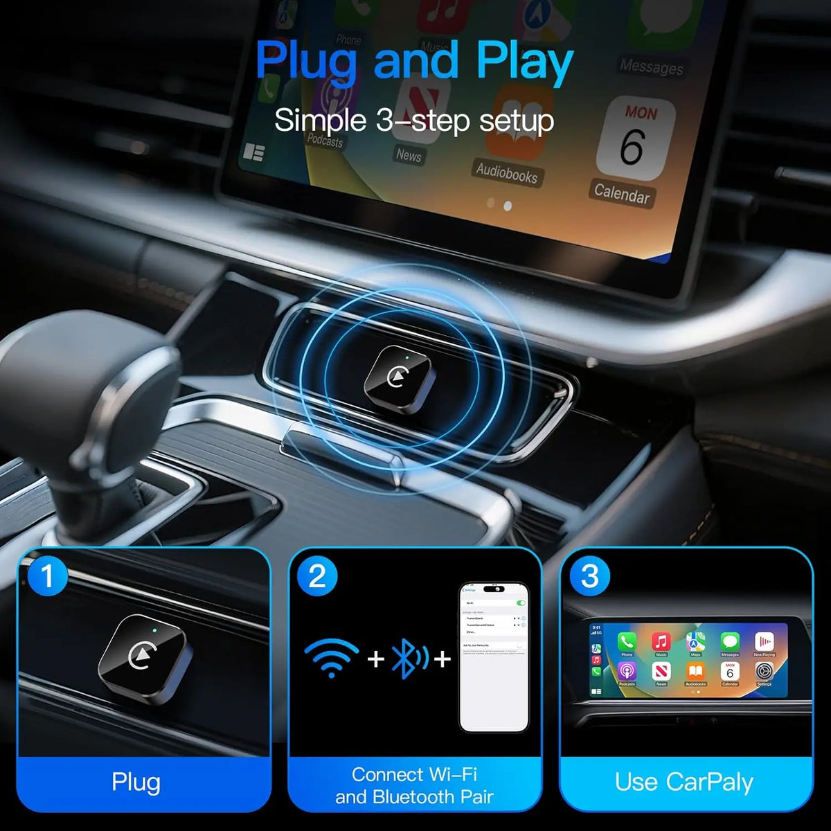 Compact Wireless CarPlay & Android Auto Adapter