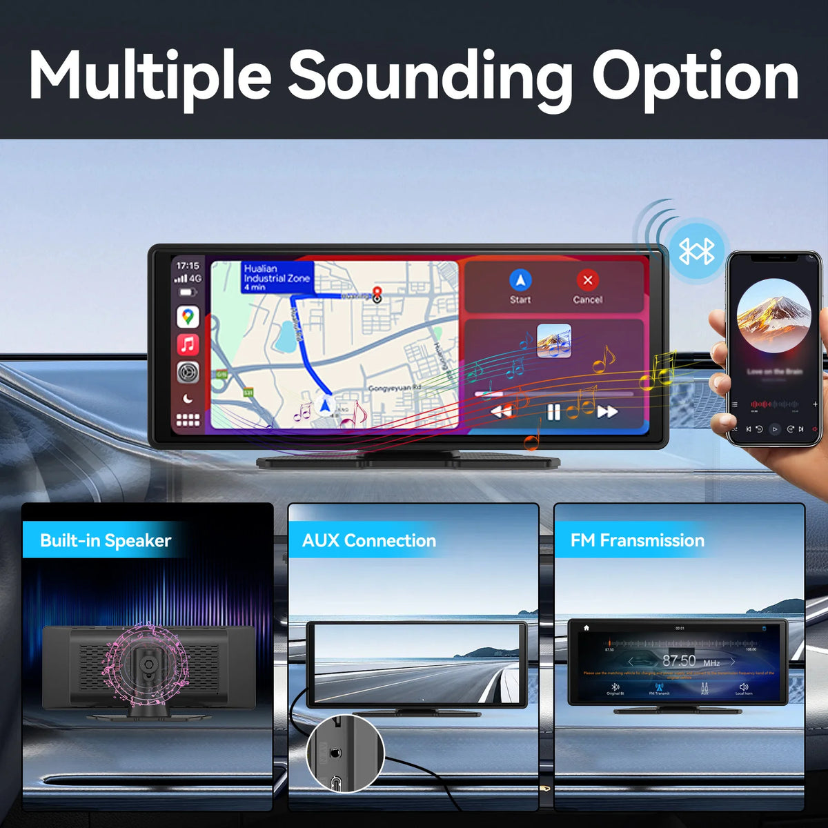 Portable Wireless CarPlay & Android Auto Screen