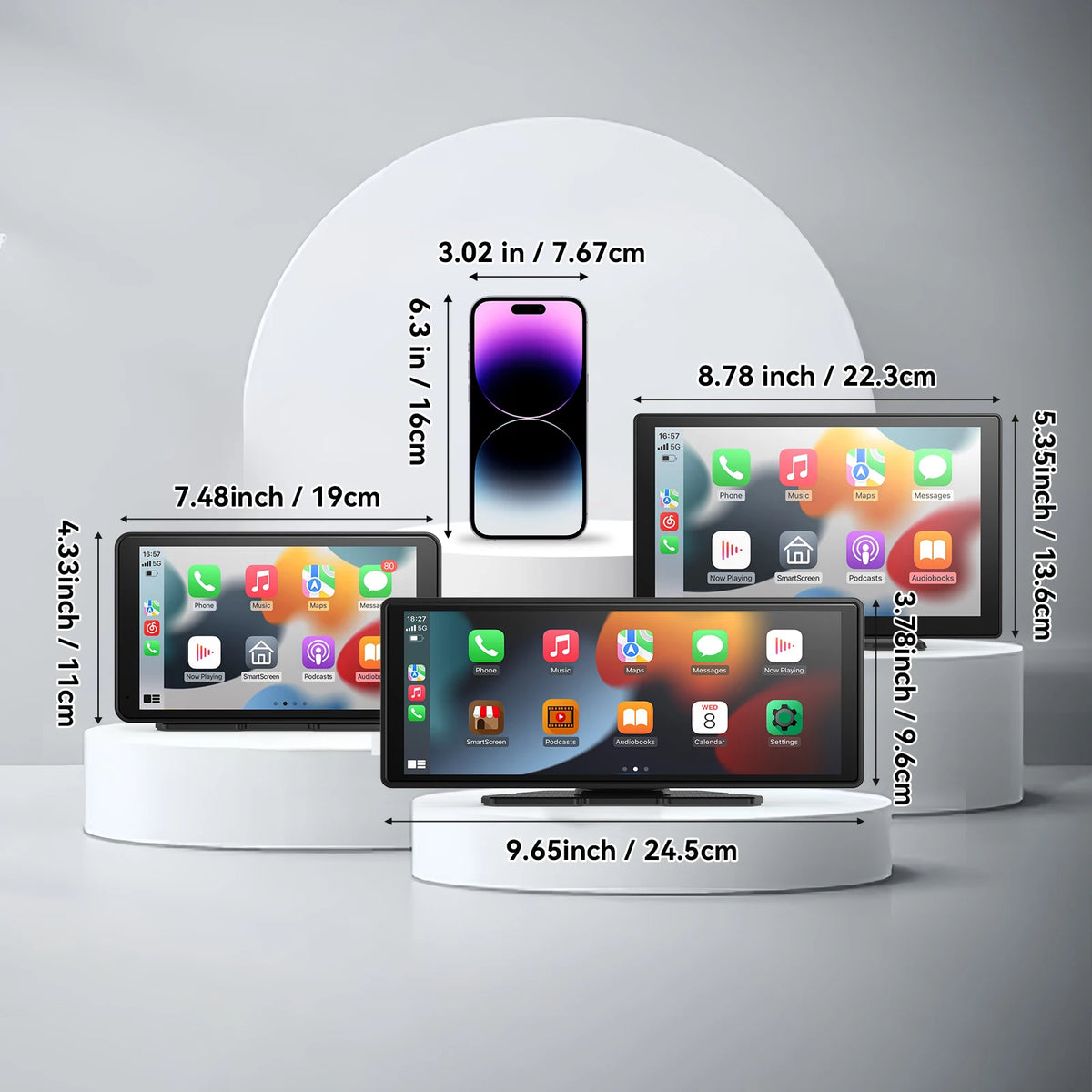 Portable Wireless CarPlay & Android Auto Screen