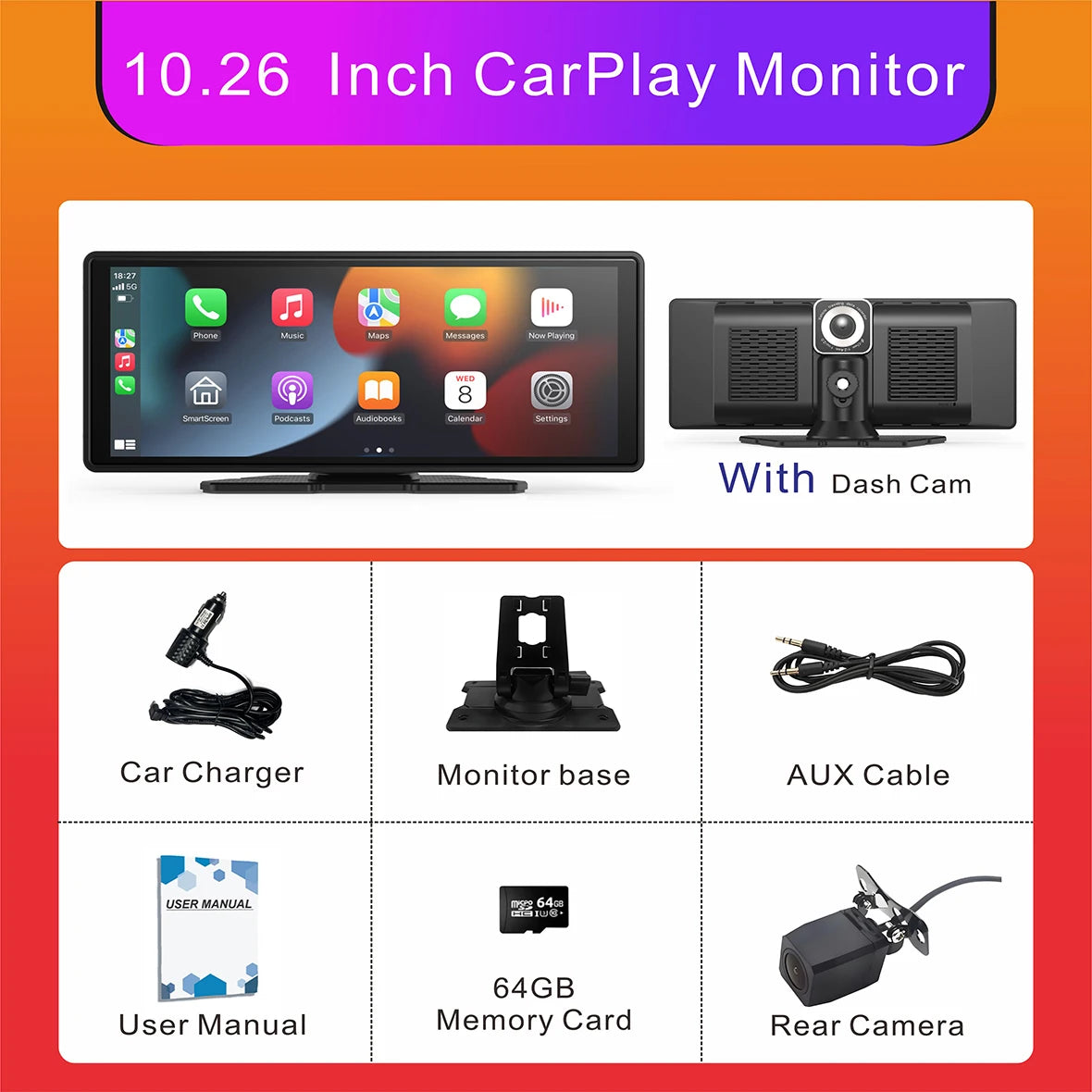 Portable Wireless CarPlay & Android Auto Screen